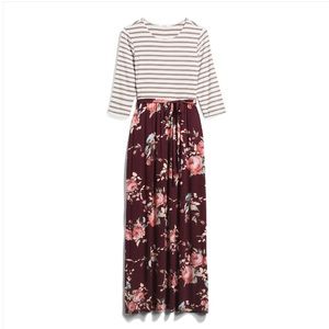 Lux & Co Striped and Floral Maxi Dress